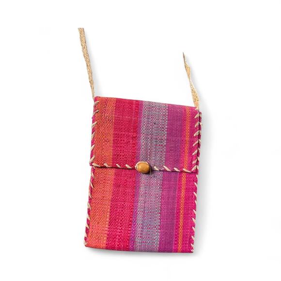 NWT BOHO Straw Multicolored Crossbody Bag - Picture 2 of 4